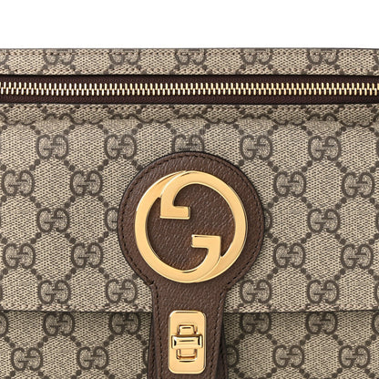 GG Supreme Monogram Textured Dollar Calfskin Blondie Belt Bag Beige Ebony New Acero