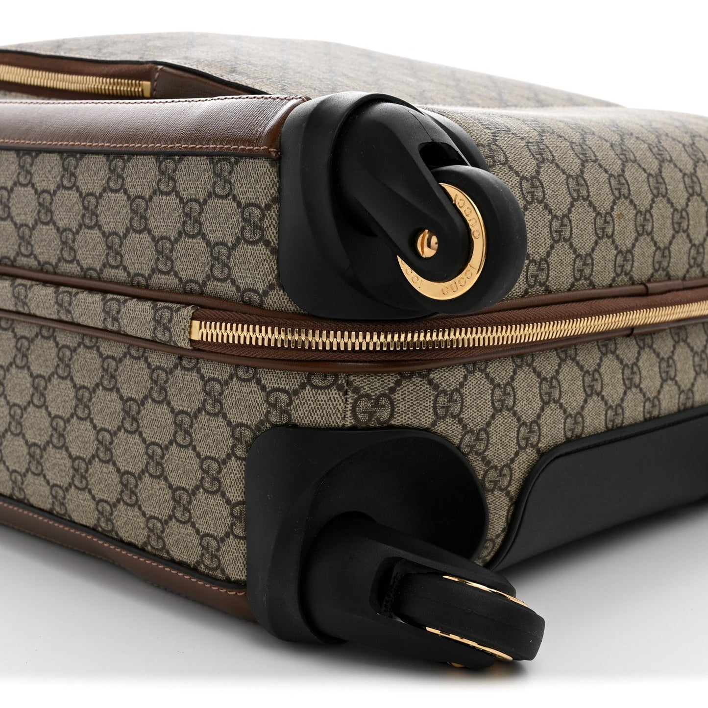 GG Supreme Monogram Azalea Calfskin Retro Interlocking G Small Savoy Cabin Trolley Beige Ebony Brown Sugar