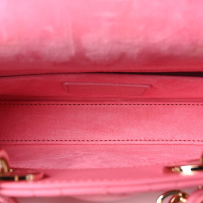 Lambskin Cannage Mini Lady D-Joy Fraise