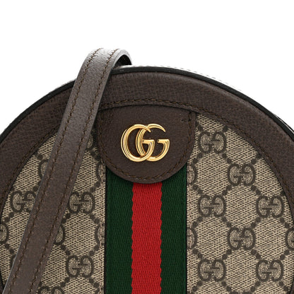 GG Supreme Monogram Web Mini Ophidia Round Shoulder Bag Brown