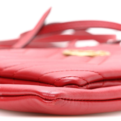 Calfskin Matelasse Small GG Marmont Double Zip Shoulder Bag Hibiscus Red