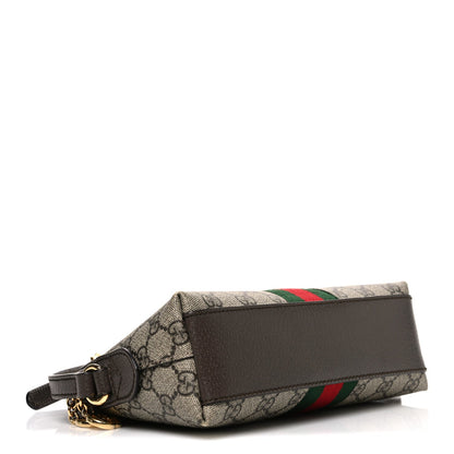 GG Supreme Monogram Textured Dollar Calfskin Web Small Ophidia Dome Shoulder Bag Beige Ebony New Acero