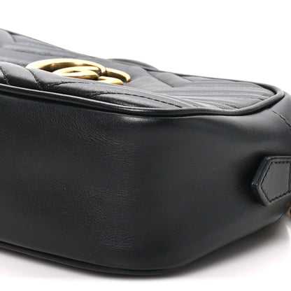 Calfskin Matelasse Small GG Marmont Chain Shoulder Bag Black