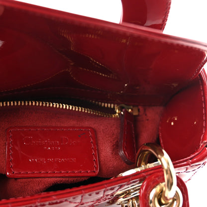 Patent Cannage Mini Lady Dior Red