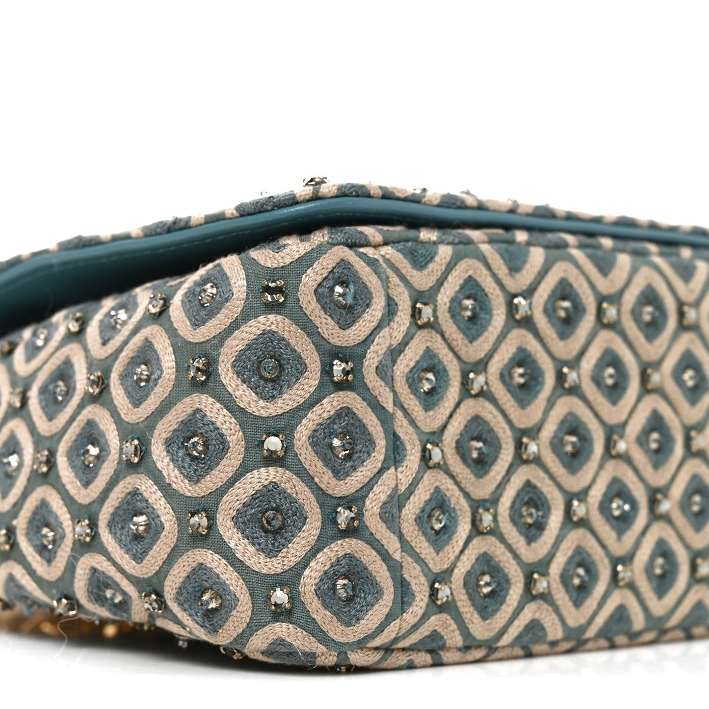 Calfskin Strass Embroidered Small Caro Bag Blue