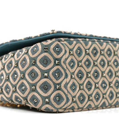 Calfskin Strass Embroidered Small Caro Bag Blue