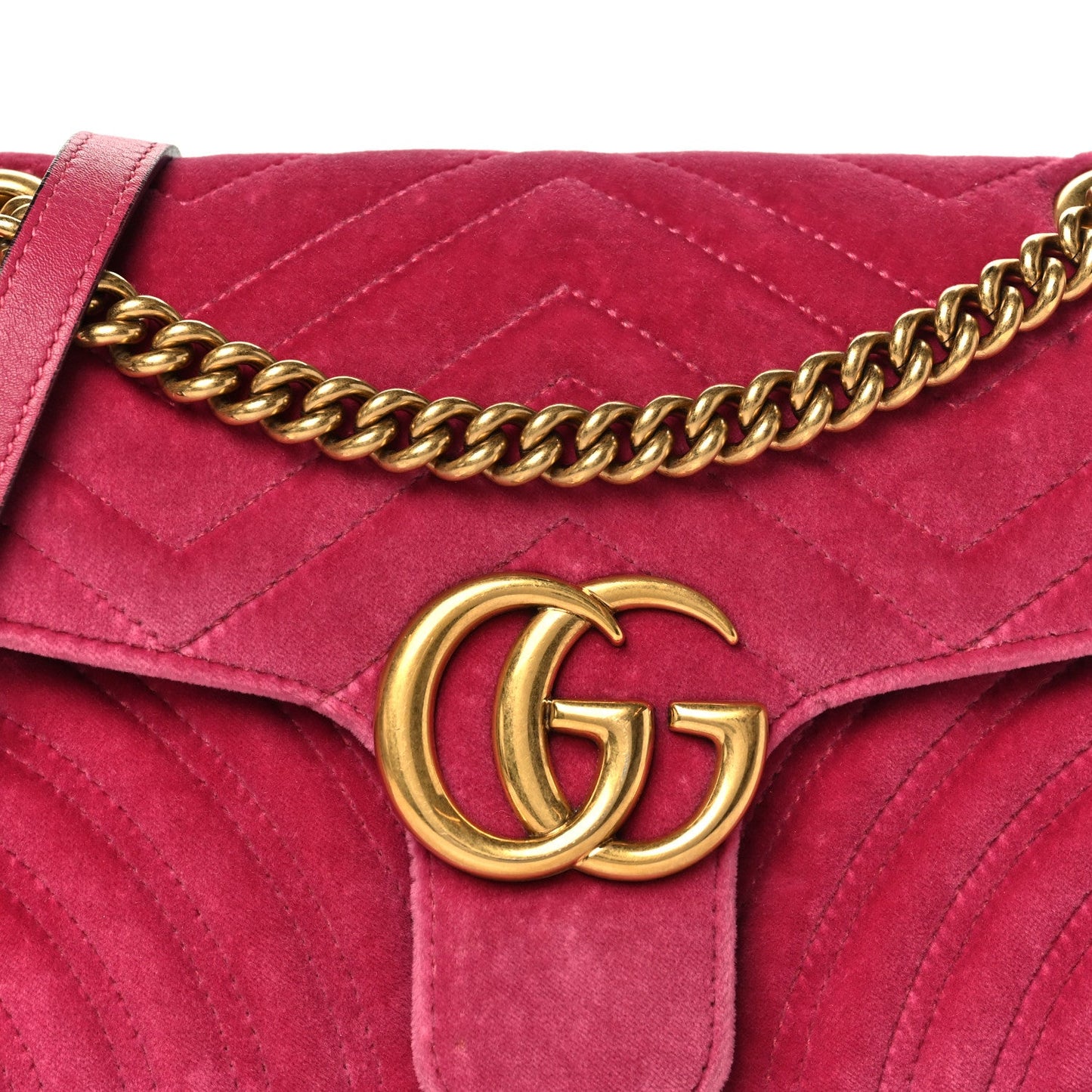 Velvet Matelasse Small GG Marmont Shoulder Bag Fuchsia Violet Cyclamen