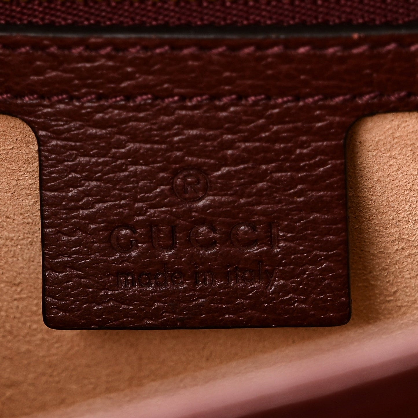 GG Supreme Monogram Textured Dollar Calfskin Web Small Ophidia Padlock Top Handle Bag Bordeaux