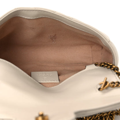Calfskin Matelasse Super Mini GG Marmont Shoulder Bag White