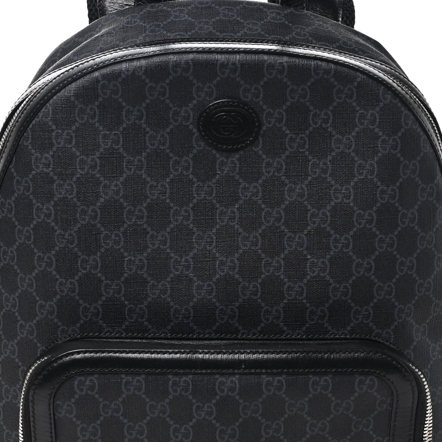 GG Supreme Monogram Textured Calfskin Retro Interlocking G Backpack Black