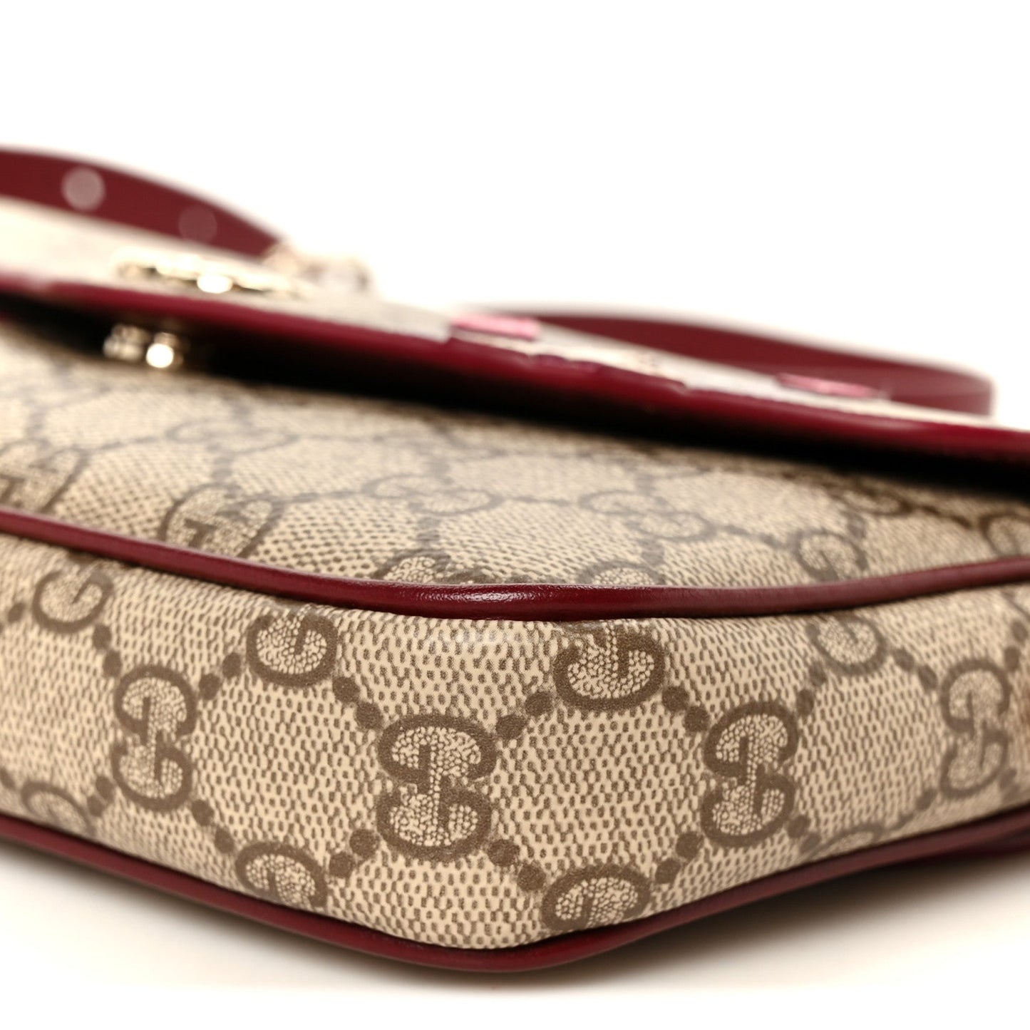 GG Supreme Monogram Cat Print Mini Shoulder Bag Beige Ebony Rosso Ancora