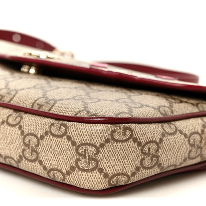 GG Supreme Monogram Cat Print Mini Shoulder Bag Beige Ebony Rosso Ancora
