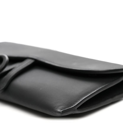 Ultra Matte Calfskin Saddle Chain Wallet Pouch Black