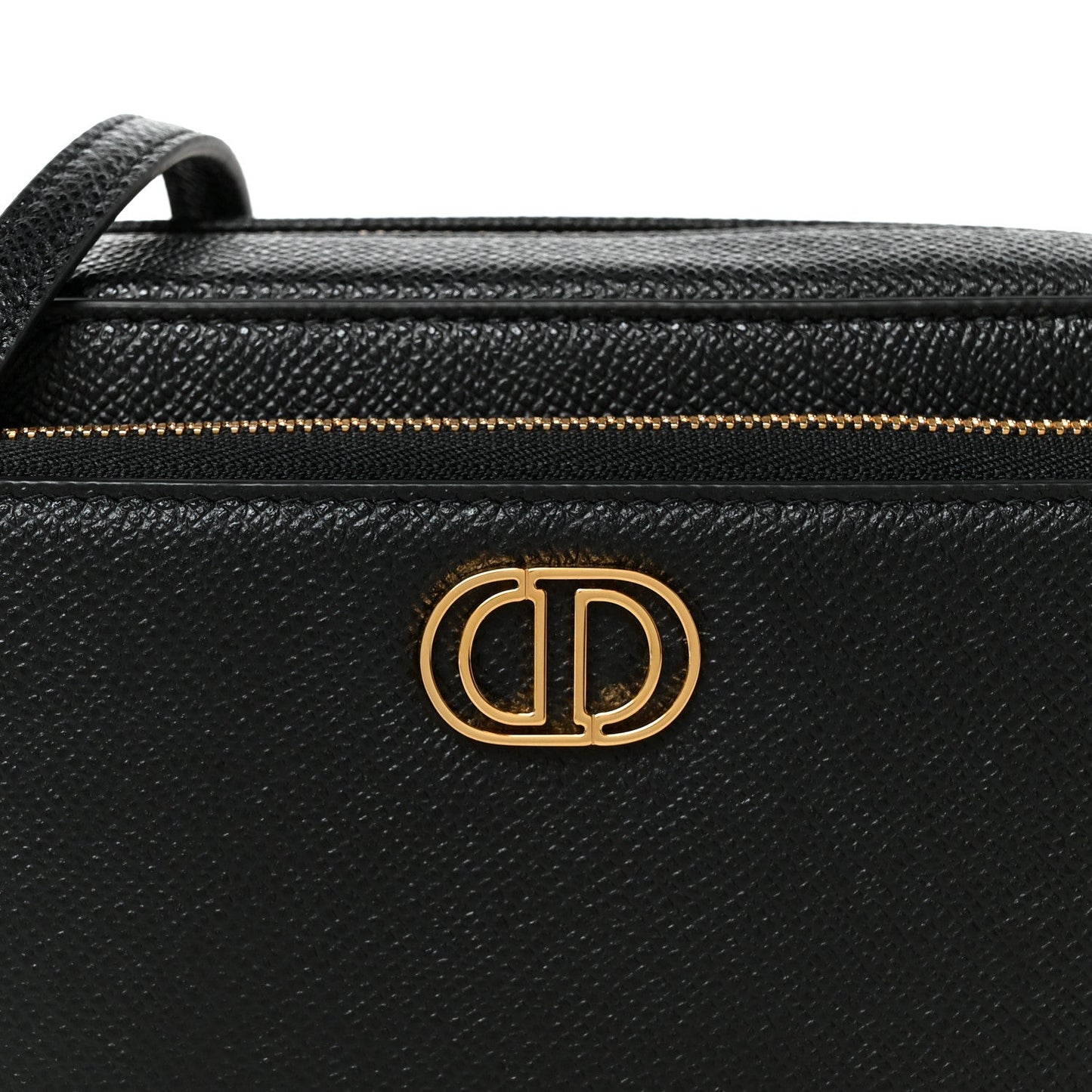 Grained Calfskin Caro Double Pouch Black