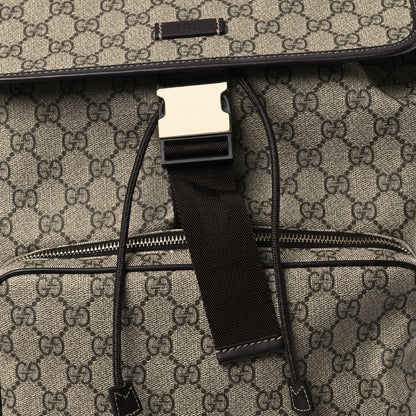 GG Supreme Monogram Medium Single Buckle Rucksack Backpack Beige Ebony Brown