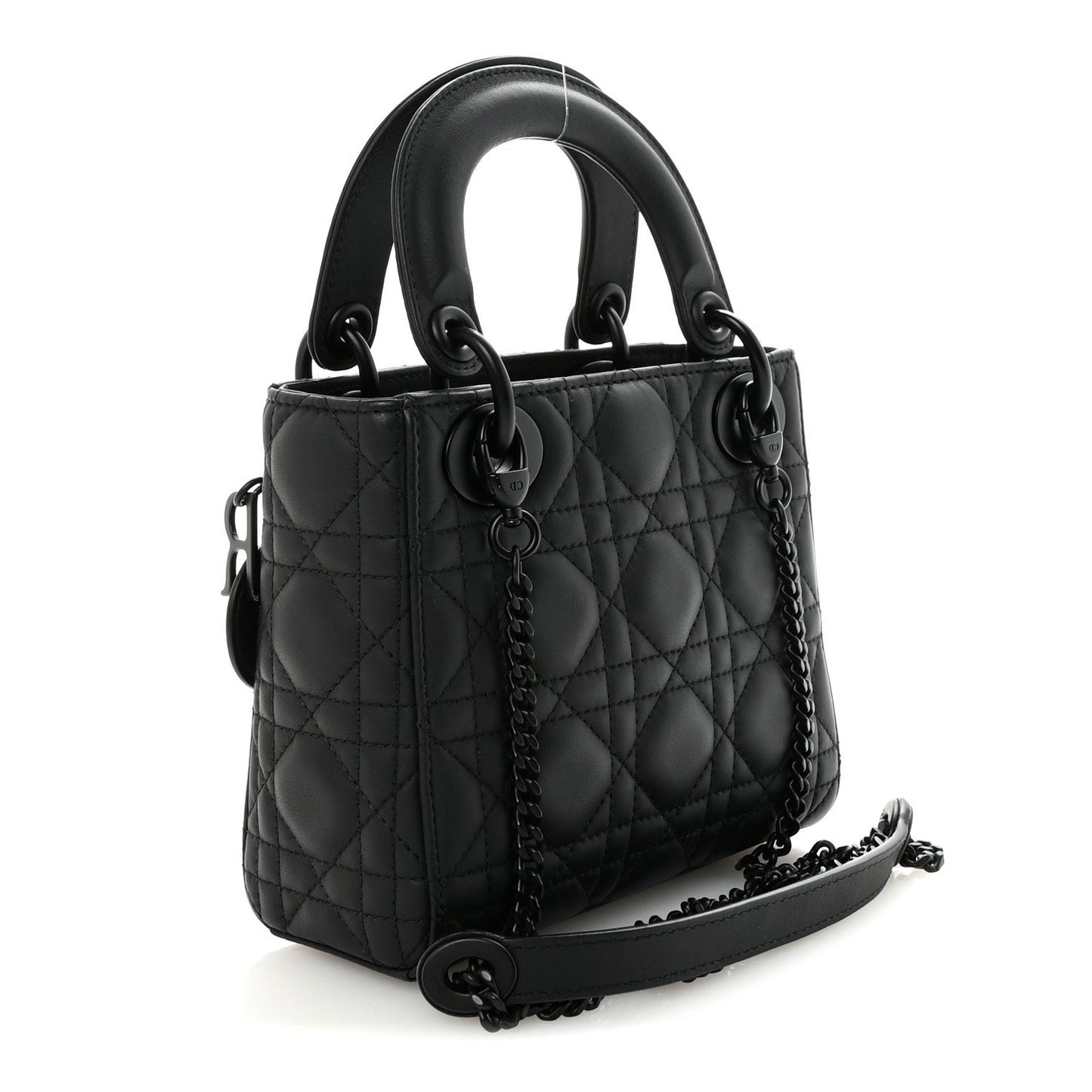 Ultra Matte Calfskin Cannage Mini Lady Dior Black