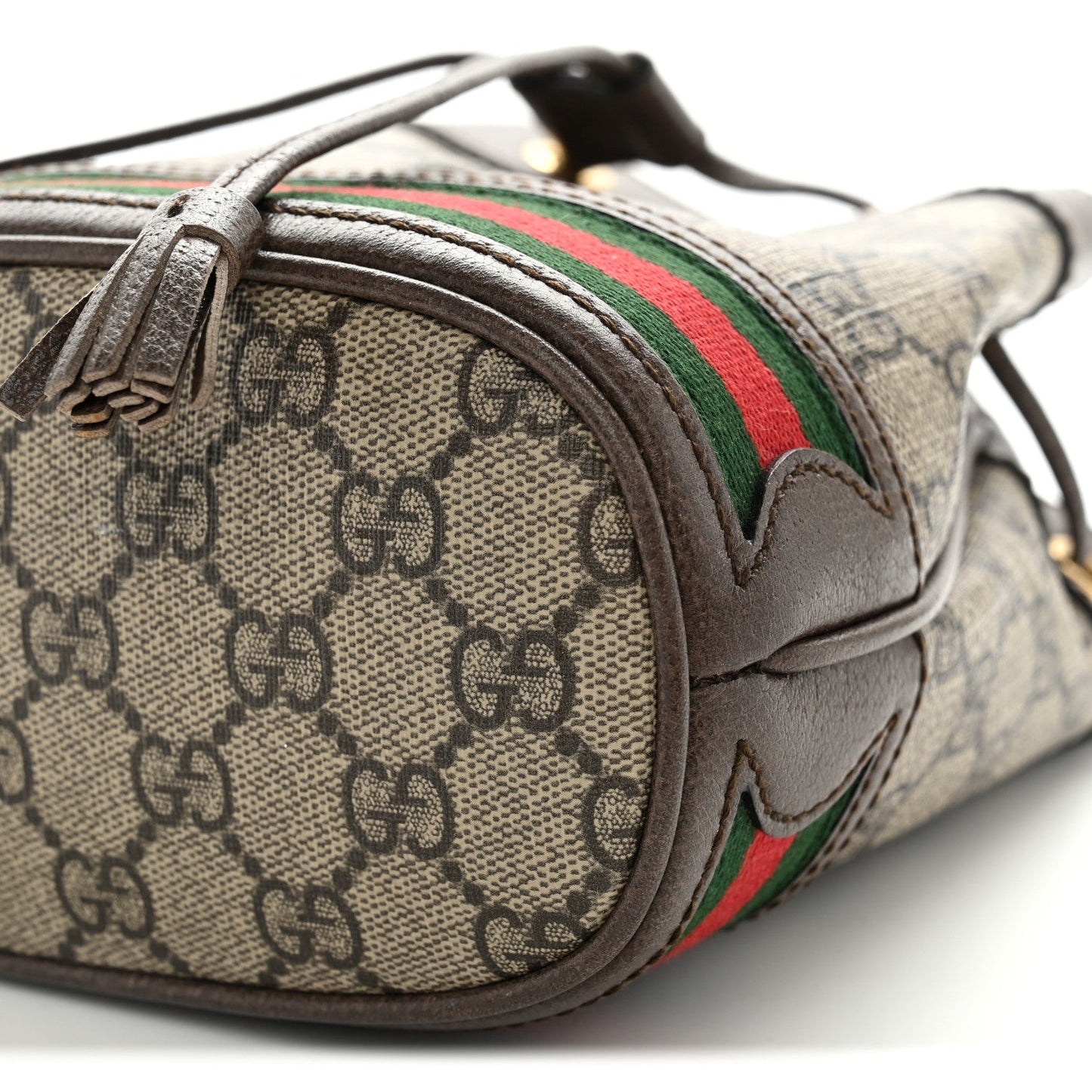 GG Supreme Monogram Web Mini Ophidia Bucket Bag Brown
