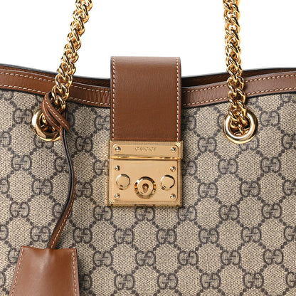 GG Supreme Monogram Calfskin Small Padlock Tote Beige Ebony Tuscany