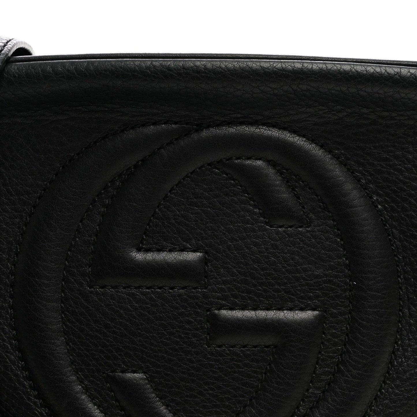 Pebbled Calfskin Small Soho Disco Bag Black