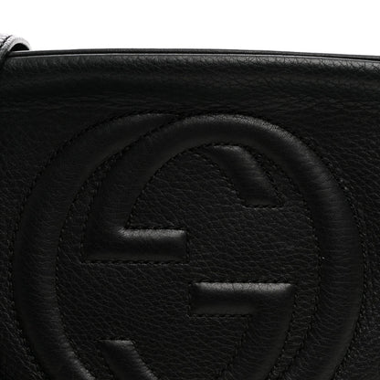 Pebbled Calfskin Small Soho Disco Bag Black