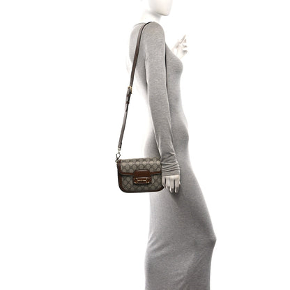 GG Supreme Monogram Web Mini Horsebit 1955 Shoulder Bag Beige Brown Sugar