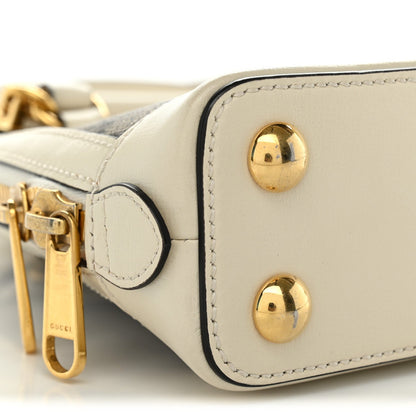 GG Supreme Monogram Azalea Calfskin Mini Horsebit 1955 Top Handle Bag Beige Ebony Mystic White