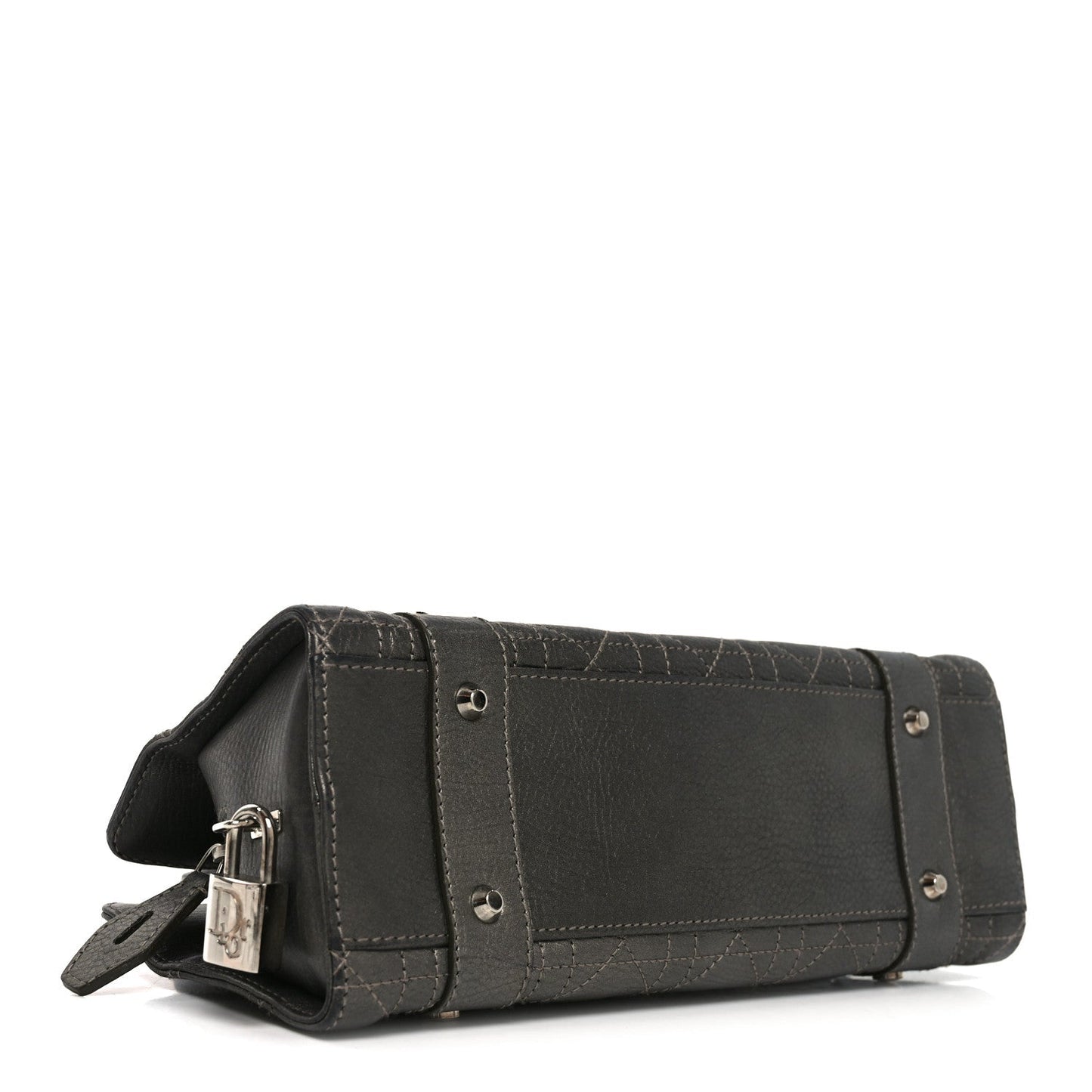 Metallic Calfskin Cannage Stitched Small East West Lady Dior Bronze
