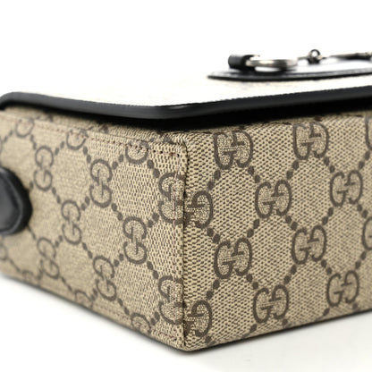 GG Supreme Monogram Mini Horsebit 1955 Shoulder Bag Beige Ebony Black