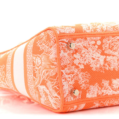 Canvas Toile De Jouy Reverse Embroidered Medium Lady D-Lite Fluorescent Orange