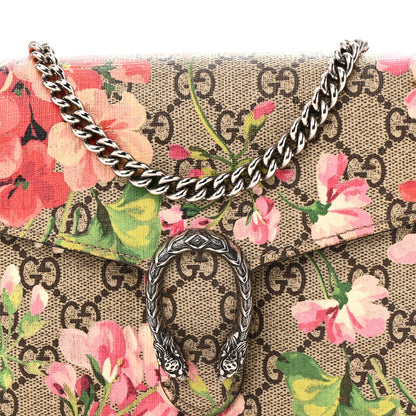 GG Supreme Monogram Blooms Mini Dionysus Chain Wallet Beige Multicolor Dry Rose