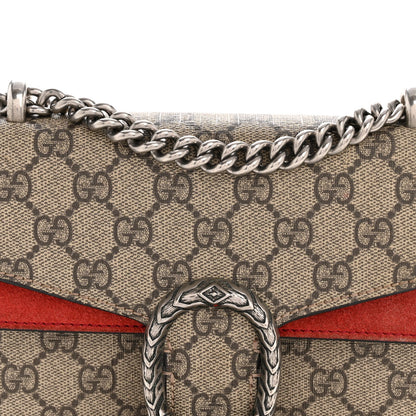 GG Supreme Monogram Suede Mini Dionysus Shoulder Bag Beige Ebony Vulcanic Red