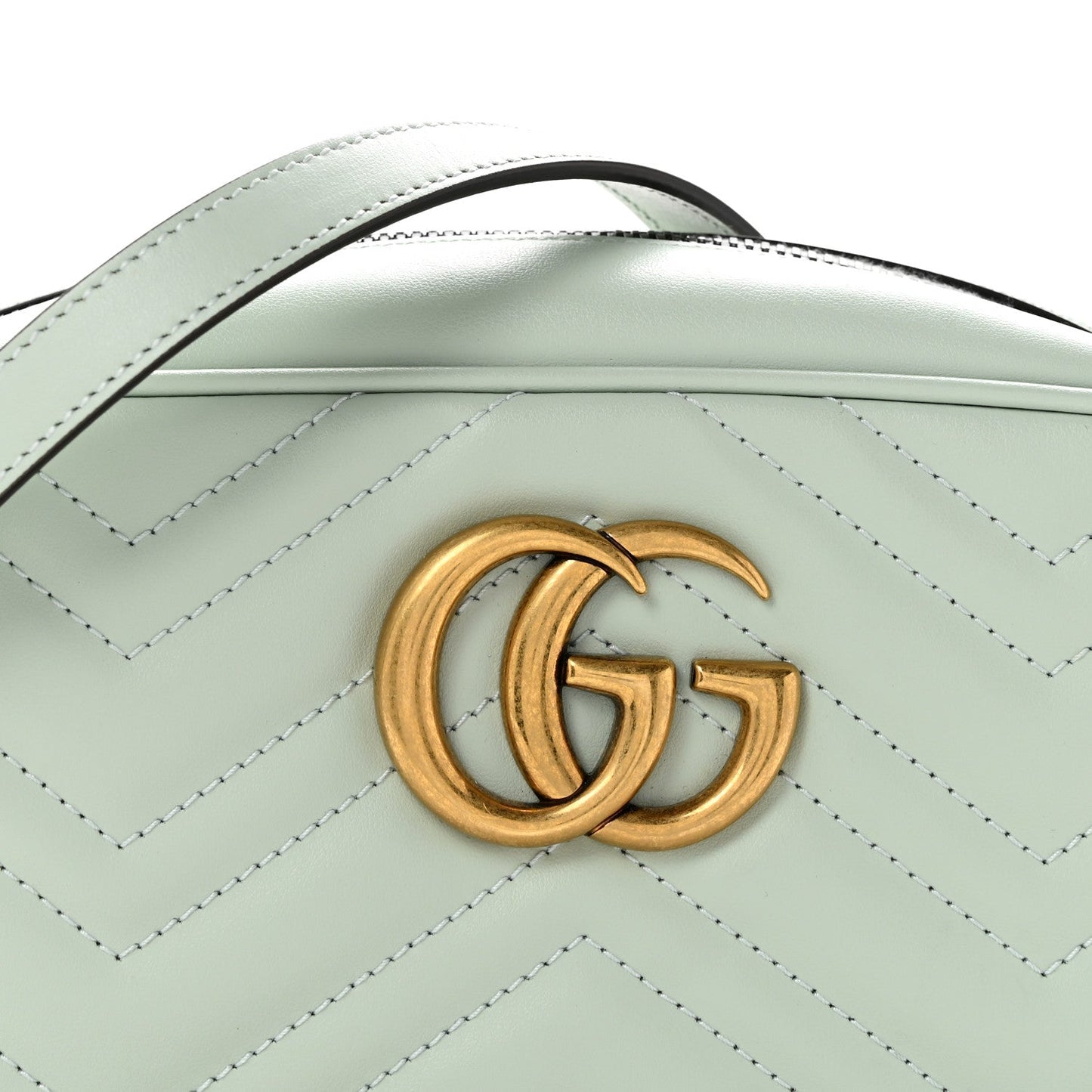 Calfskin Matelasse Small GG Marmont Chain Shoulder Bag Salvy Green