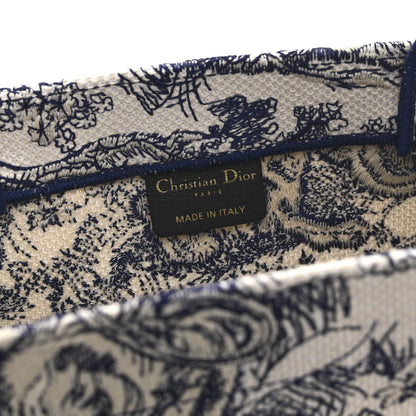 Canvas Embroidered Medium Dioriviera Toile De Jouy Book Tote Blue