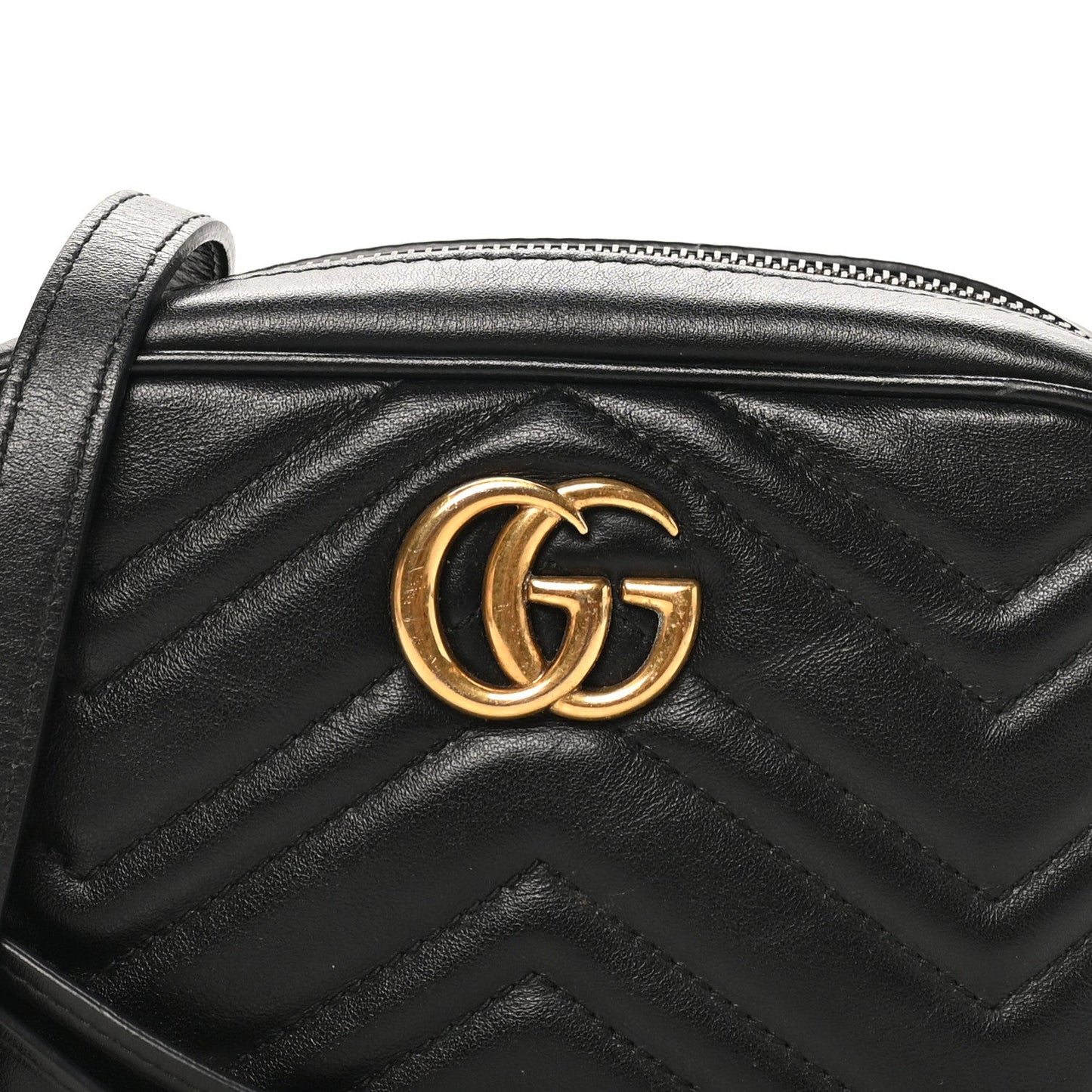 Calfskin Matelasse Mini GG Marmont Chain Shoulder Bag Black