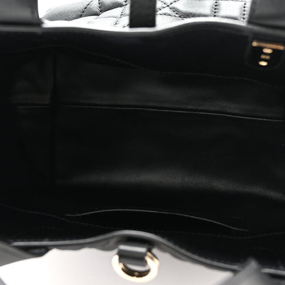 Calfskin Macrocannage Small Toujours Vertical Tote Black