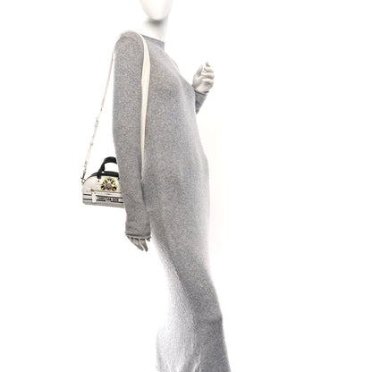 Calfskin Animal Print Micro Dior Vibe Zip Bowling Bag White Multicolor