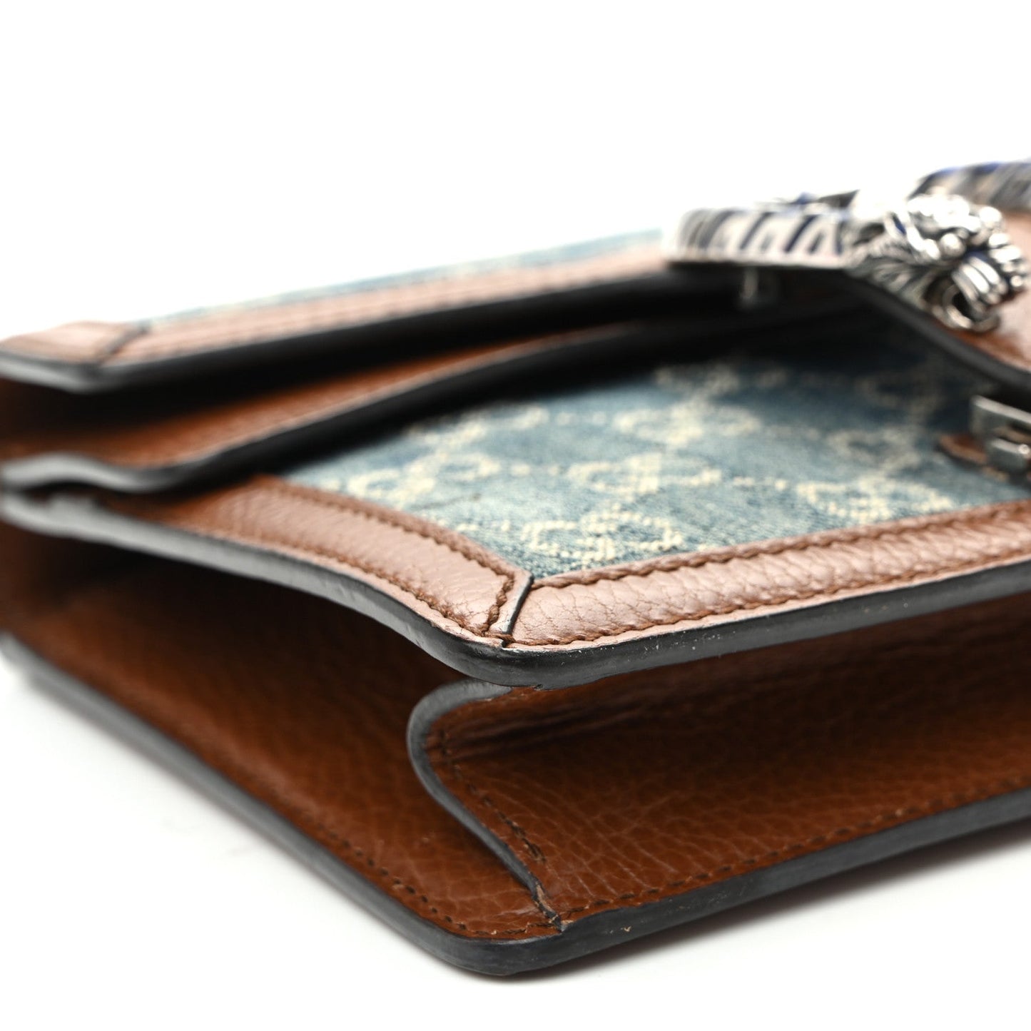 New Denim GG Monogram Dollar Calfskin Enamel Mini Dionysus Shoulder Bag Blue Tea Cuir Epilog Electric Blue