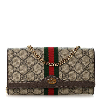 GG Supreme Monogram Web Ophidia Wallet On Chain Brown