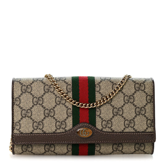GG Supreme Monogram Web Ophidia Wallet On Chain Brown