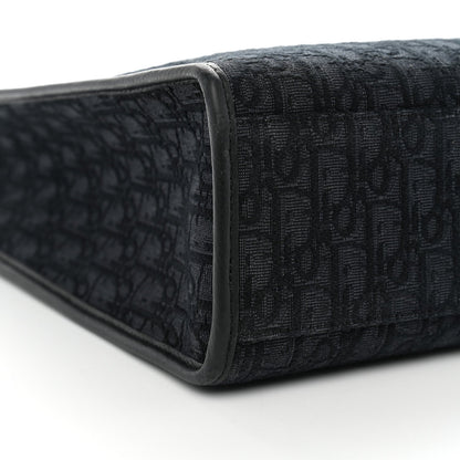 Grained Calfskin Oblique Jacquard Safari Tote  Black