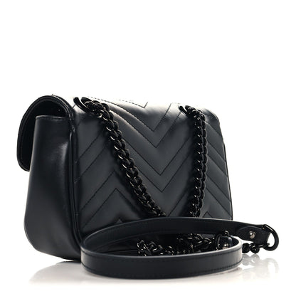 Calfskin Matelasse Monochrome Mini GG Marmont Shoulder Bag Black