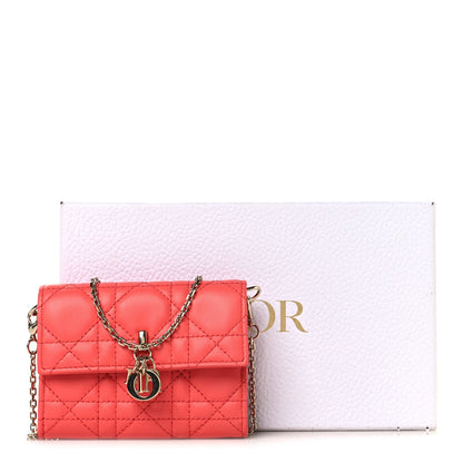 Lambskin Cannage Miss Dior Glycine Wallet on Chain Pink