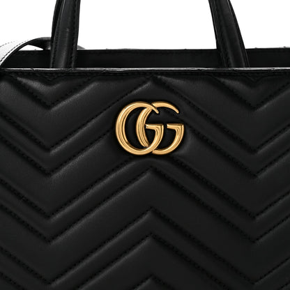 Calfskin Matelasse Small GG Marmont Tote Black
