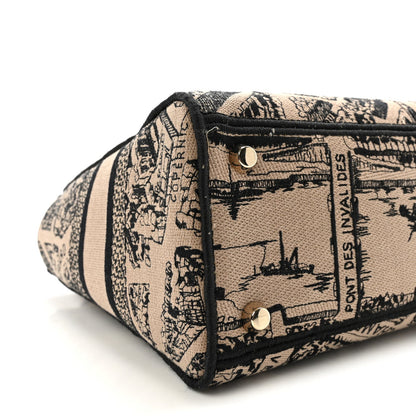 Canvas Embroidered Medium Plan de Paris Lady D-Lite Beige Black