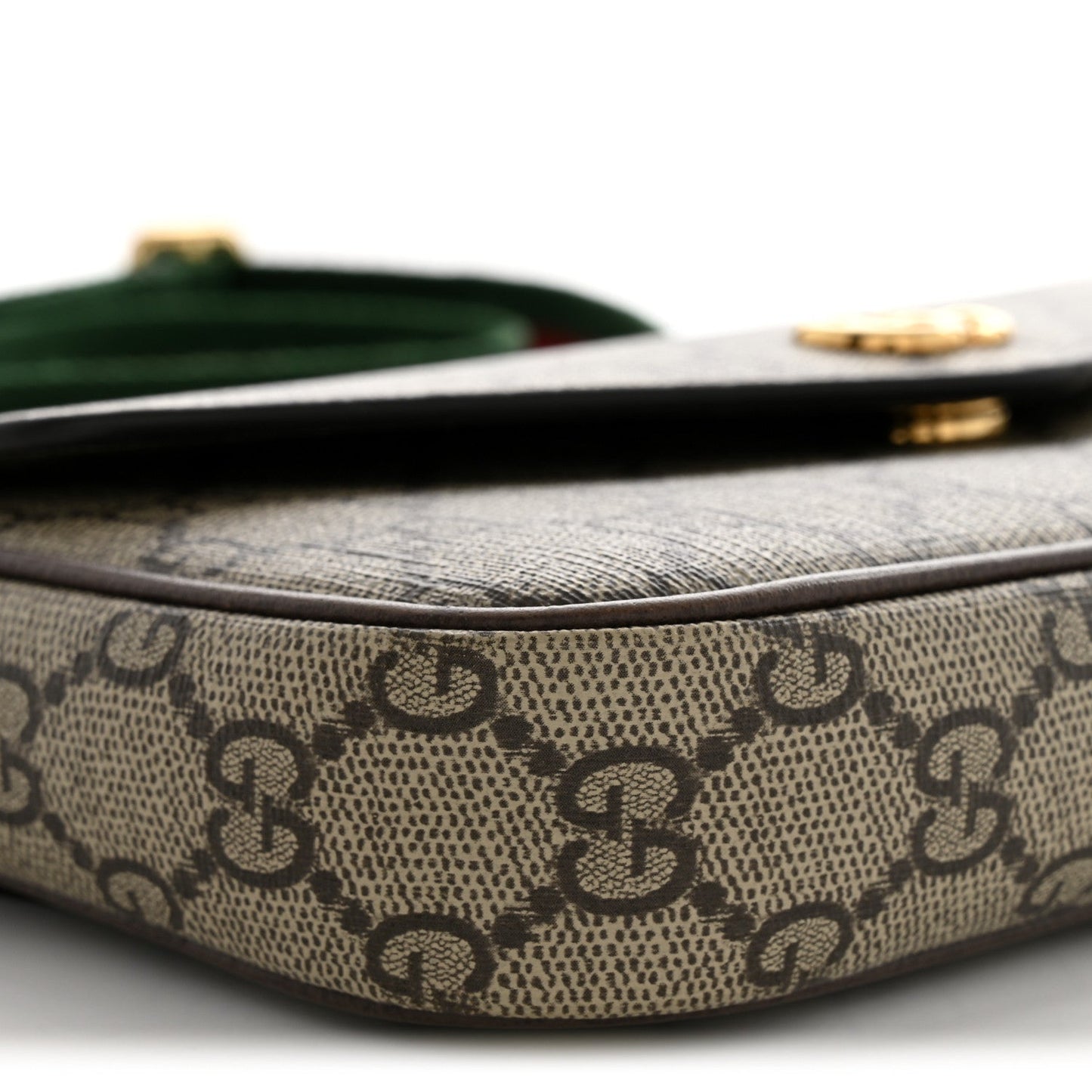 GG Supreme Monogram Textured Dollar Calfskin Web Mini Ophidia Envelope Shoulder Bag Beige Ebony