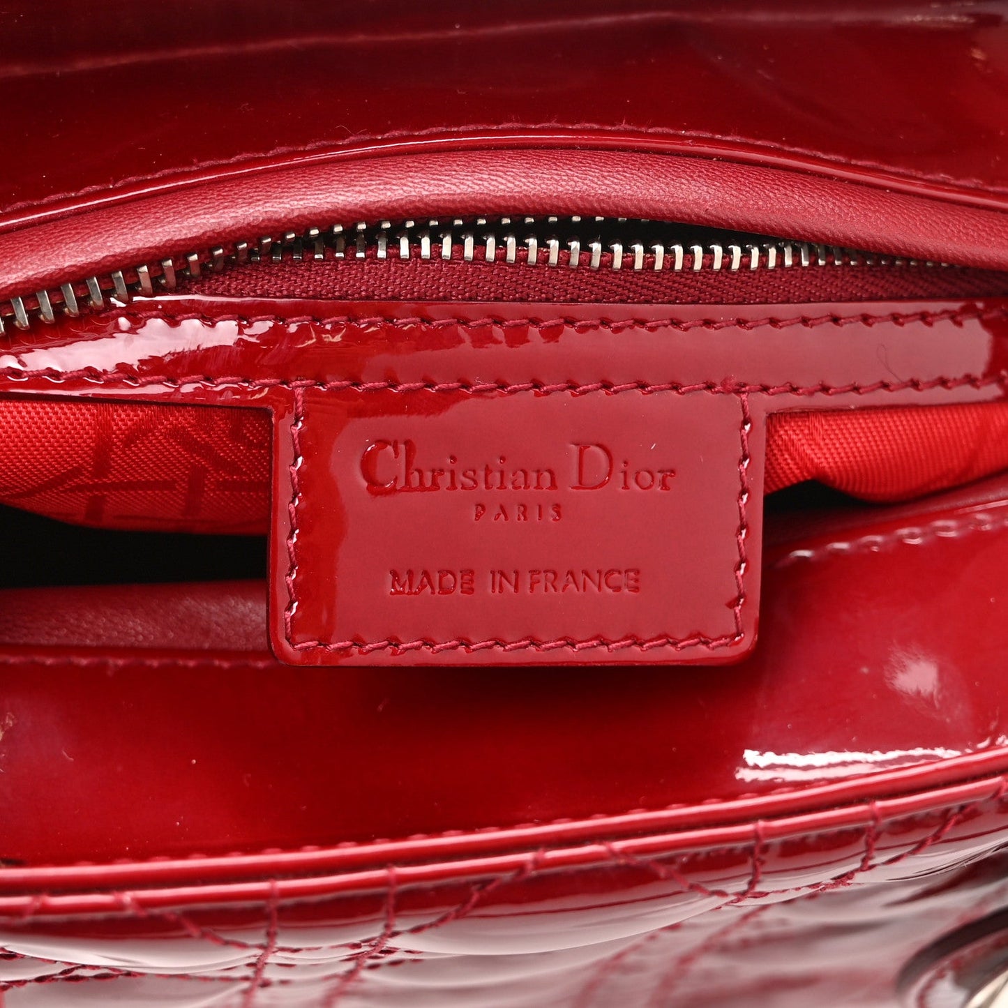 Patent Cannage Medium Lady Dior Red