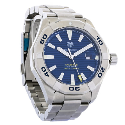 Tag Heuer Aquaracer Calibre 5 Automatic Blue Dial Silver Steel Strap Watch for Men - WAY2012.BA0927