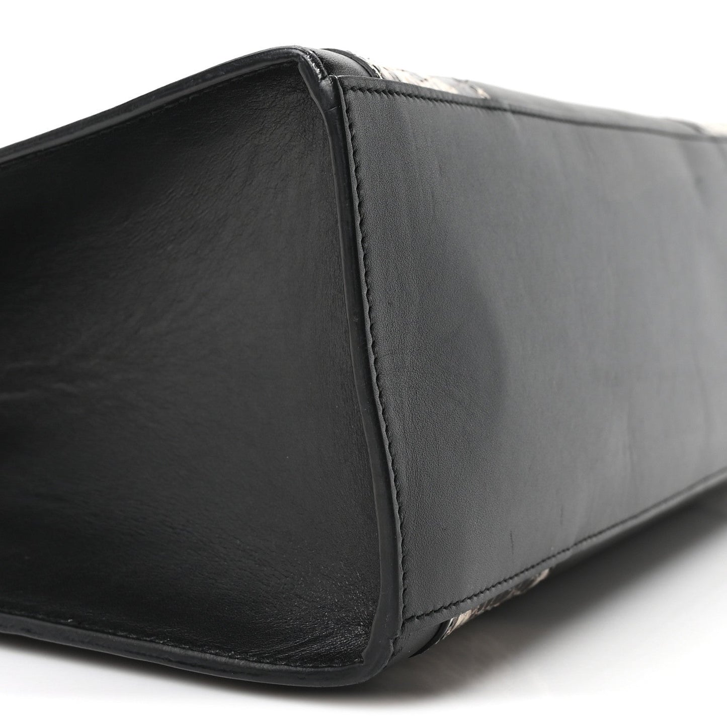 Calfskin Snakeskin GG Supreme Monogram Medium Osiride Top Handle Bag Black