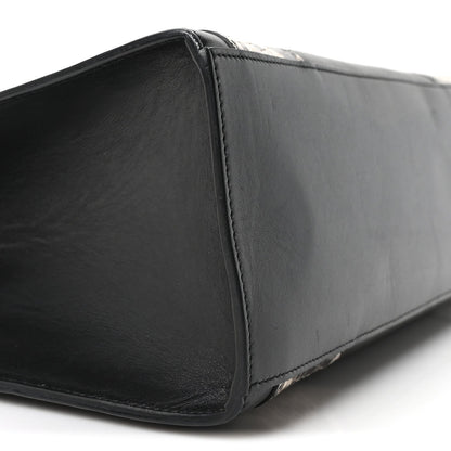 Calfskin Snakeskin GG Supreme Monogram Medium Osiride Top Handle Bag Black