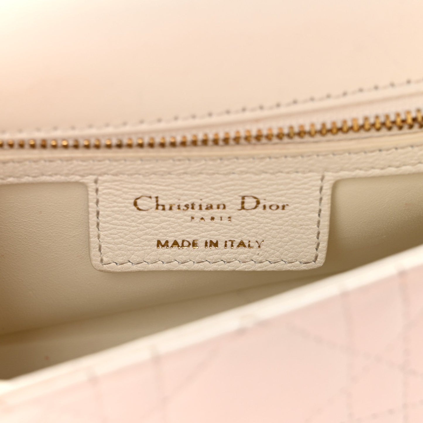 Calfskin Cannage Small Caro Bag Ivory
